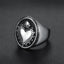Sacred Heart of Jesus cross stainless steel ring with vintage polished finish