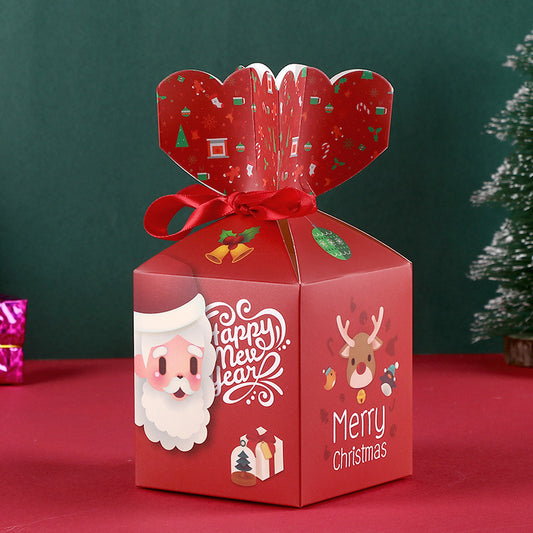 White cardboard Christmas gift box with holiday theme for packaging small presents and treats