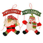 Festive Christmas garland door hanger displayed for holiday welcoming entrance decor