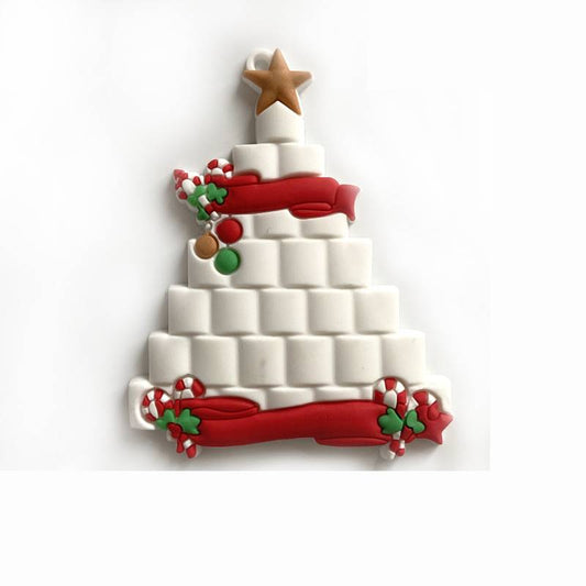 Family Christmas tree pendant decoration displayed as festive holiday ornament