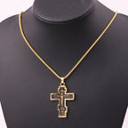 Multiple angles of the Cross Jesus Pendant Necklace