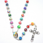 Rosary necklace with Virgin Mary pendant detail
