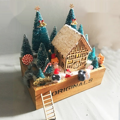 Assembled cabin ornament displaying woodland charm and faith-filled holiday spirit