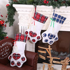 Dog paw Christmas stocking for warm family Christmas setting