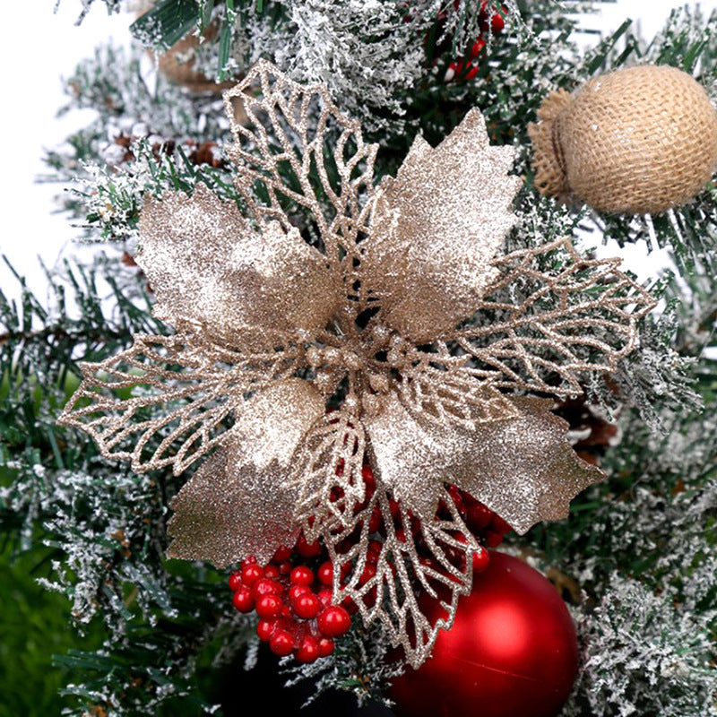 Glitter Christmas Flower Tree Ornaments - Christian Home Decor