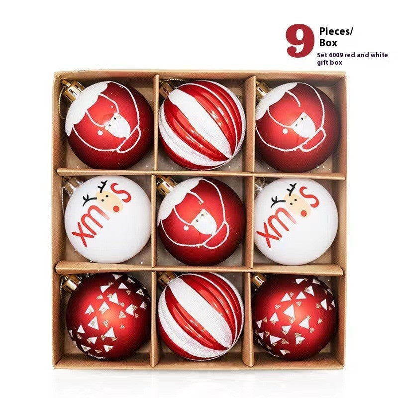 Assorted color Christmas balls showcasing hand drawn detail