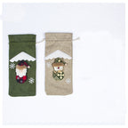 Colorful Christmas wine bottle cover with soft fabric texture for holiday celebrations