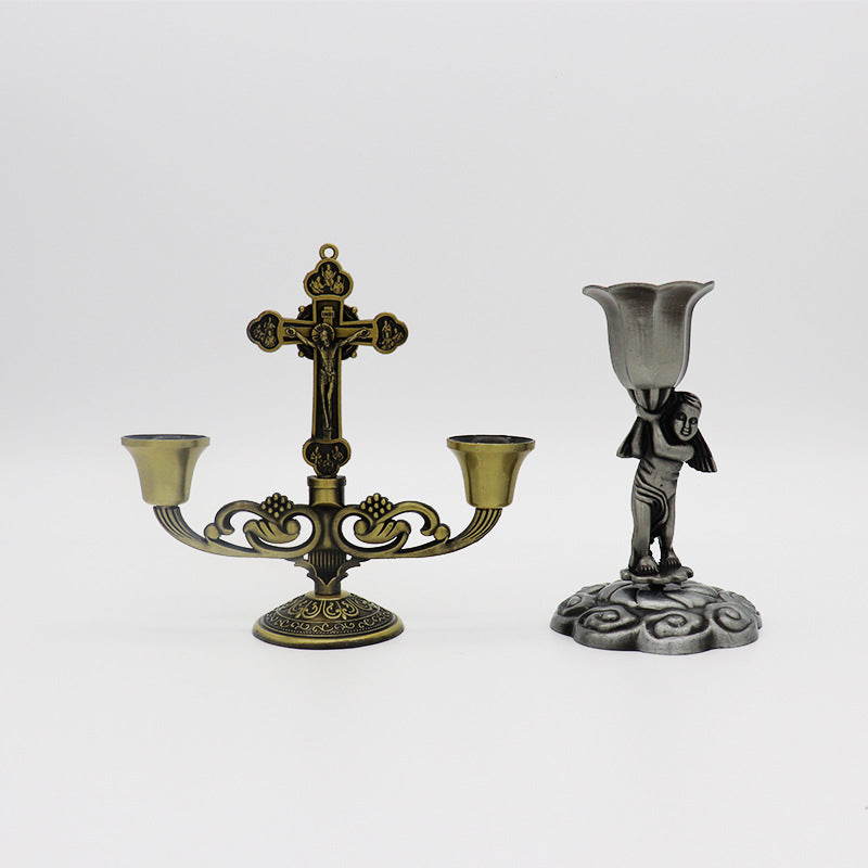 Catholic Cross Candle Holder Ornament Secondary image