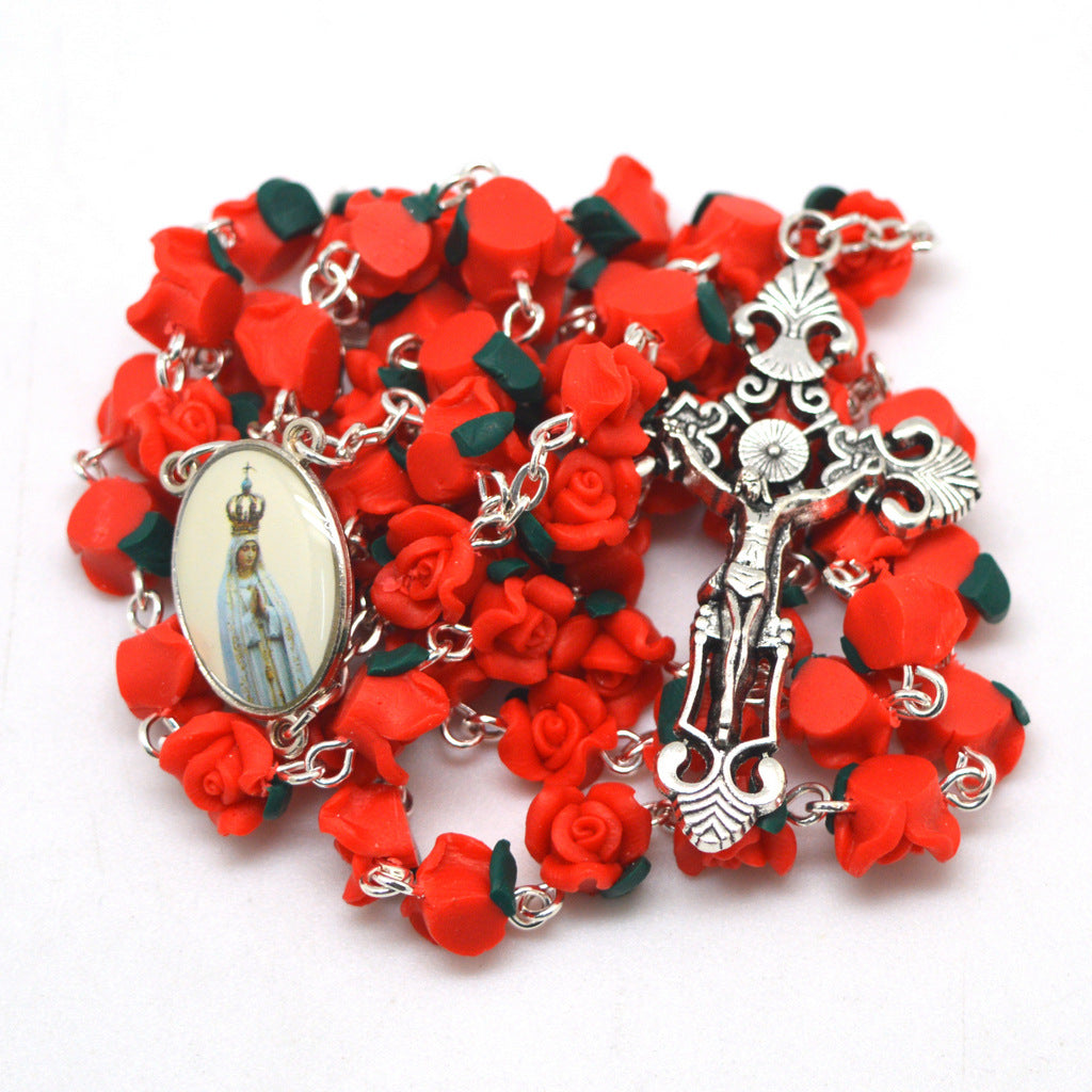 Individually packaged red clay rosary for gifting