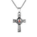 Close-up view of the Crusader Cross pendant design