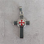 Bold stainless steel Crusader Cross pendant with intricate detailing