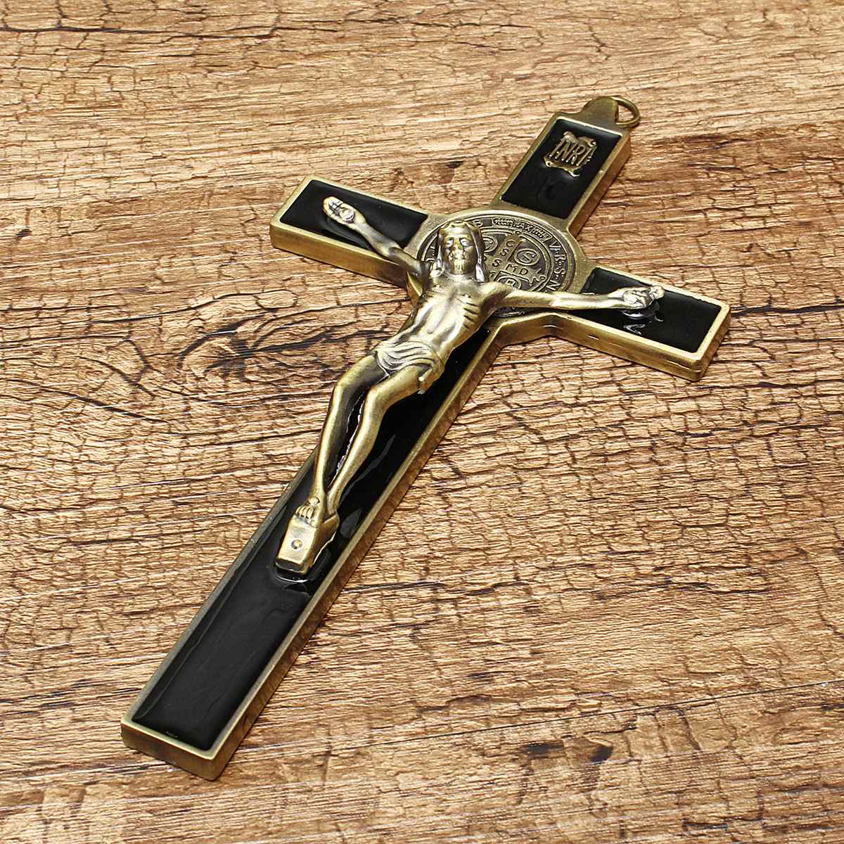 Wall-mountable religious crucifix with secure mounting design