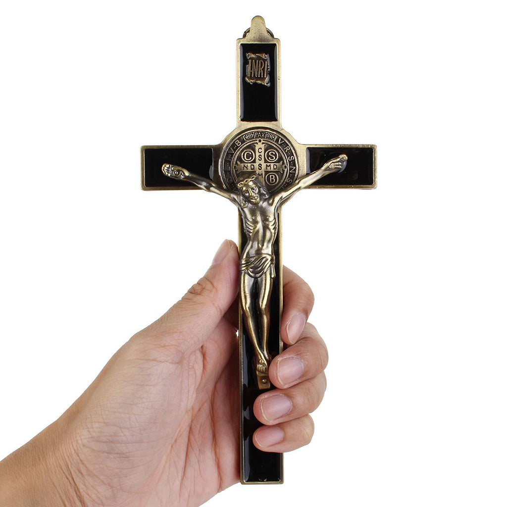 3D metal crucifix wall hanging featuring detailed Christ figure