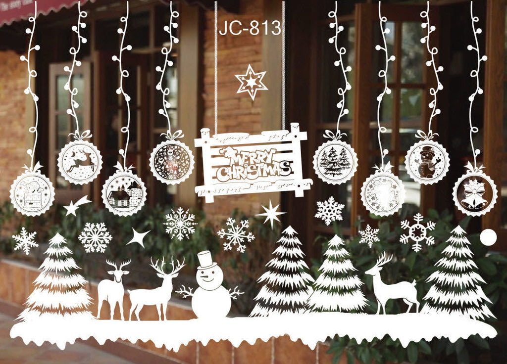 Set of 28 Christmas window stickers featuring festive designs