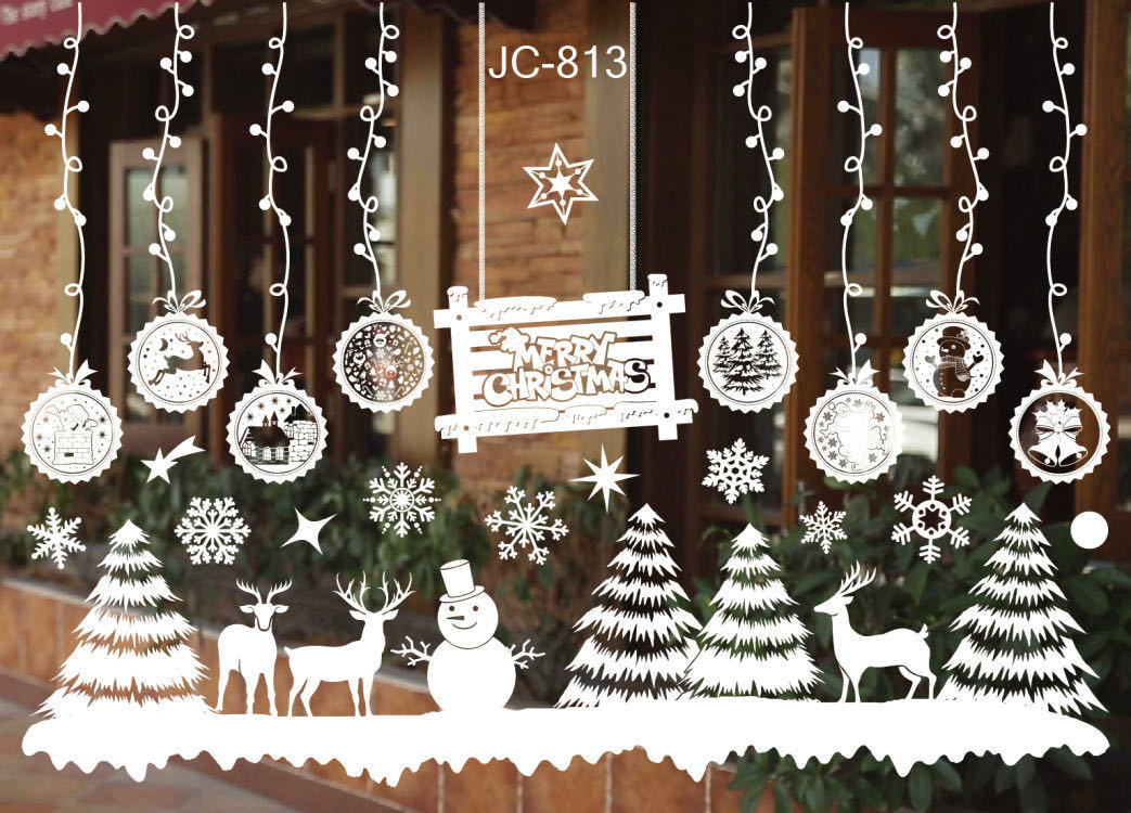 Set of 28 Christmas window stickers featuring festive designs