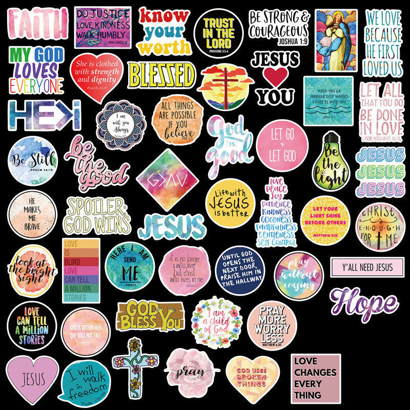 Inspirational Christian sayings stickers in retail packaging