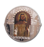 Jesus Christ commemorative coin in silver-tone finish with detailed engraving