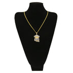 Masked Jesus star pendant on multi-layered chain