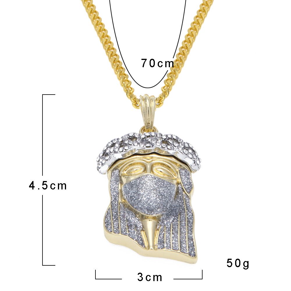 Close-up of masked Jesus figure pendant detail