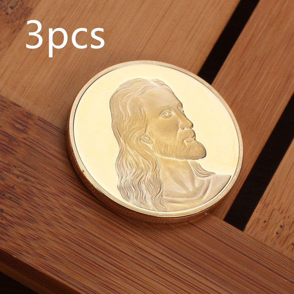 Jesus commemorative coin on soft cloth display