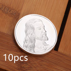 Jesus commemorative coin with ruler showing 40mm size