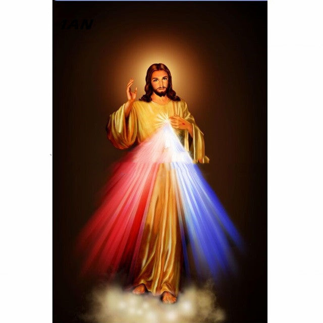 DIY cross stitch art kit featuring Jesus for bedroom decoration
