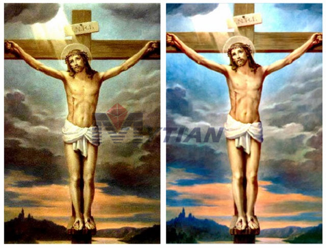 Full drill diamond painting featuring Jesus beneath the Christian cross on canvas Main image