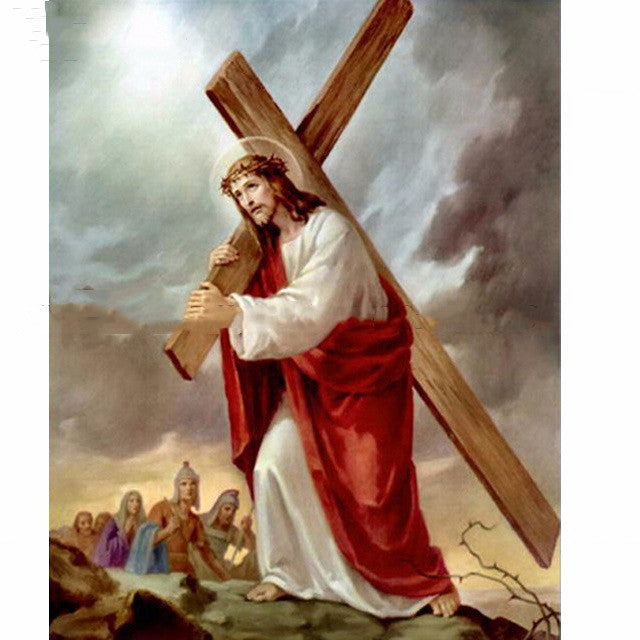 Rolled canvas diamond painting kit ready for shipping with Christian theme