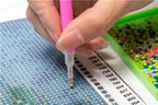 5D DIY diamond painting supplies including applicator pen and wax pad