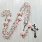 Christ Jesus Cross Pendant Necklace in pink with geometric cross design