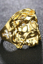 Fashion cross ring with gold plating and crystal - lifestyle view