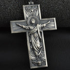 Man wearing Jesus cross pendant necklace casually