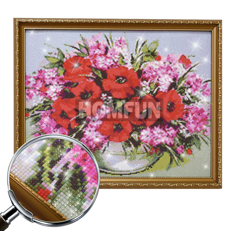 Finished diamond painting artwork featuring the sacred cross for wall display