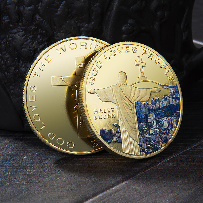 Back view of iron commemorative coin medal for Christian gifting
