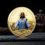 Embossed Jesus commemorative medal front view with religious symbolism
