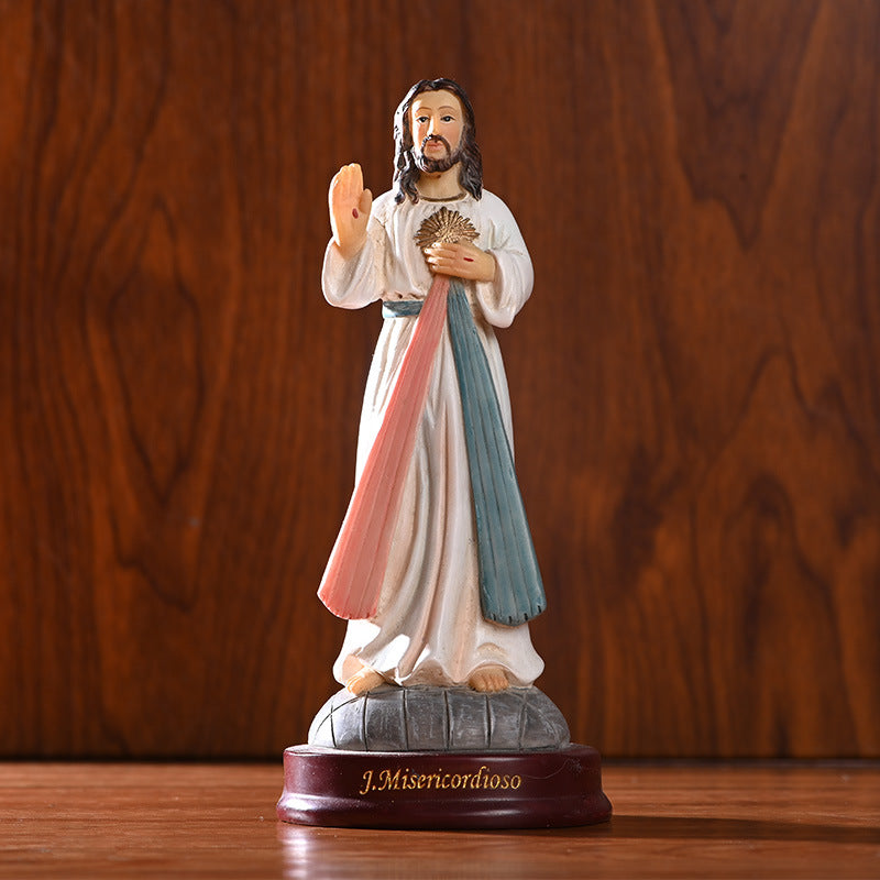 Faith-inspired resin ornament suitable for home or office decoration