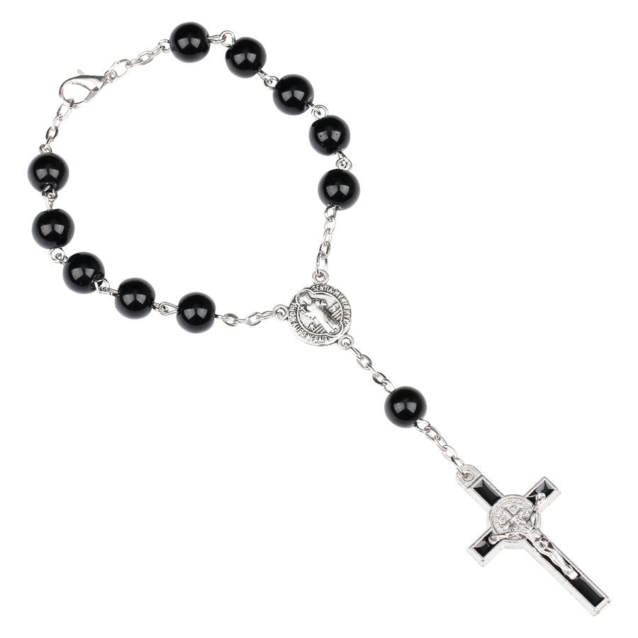 Multiple angles of Catholic rosary bracelet