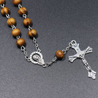 Wooden rosary bracelet styled for everyday faith wear