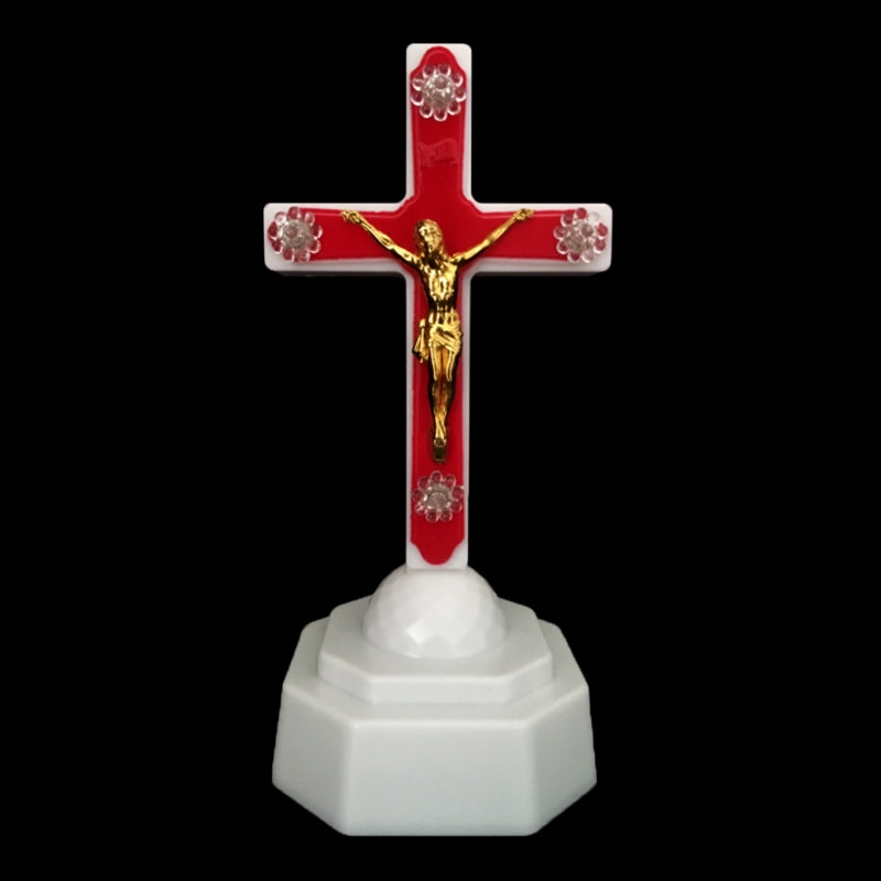 Battery operated illuminated cross ornament for home altar or prayer space