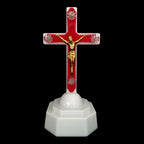 Battery operated illuminated cross ornament for home altar or prayer space