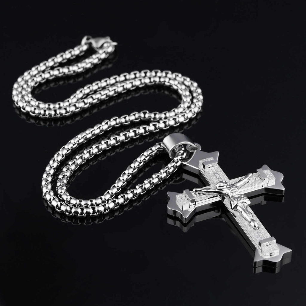 Bold titanium steel cross pendant without chain detail