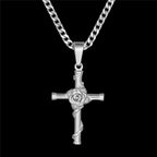 Stainless steel clavicle chain necklace displaying elegant cross pendant styling