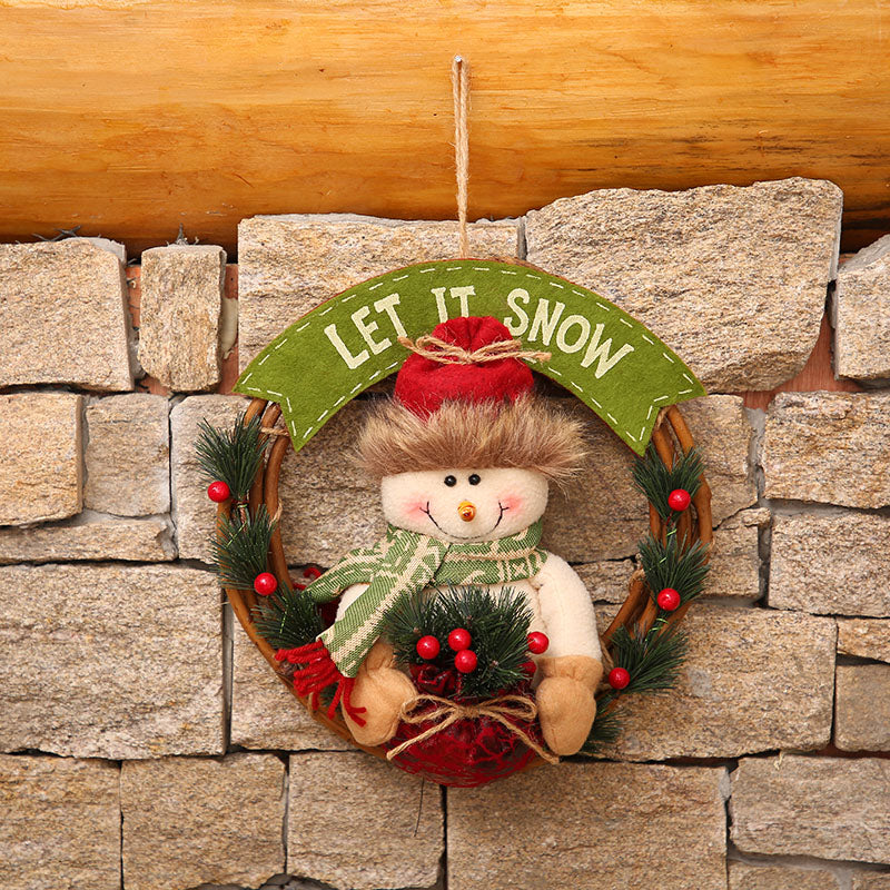 Circular Christmas garland with festive holiday motifs for door and window decoration