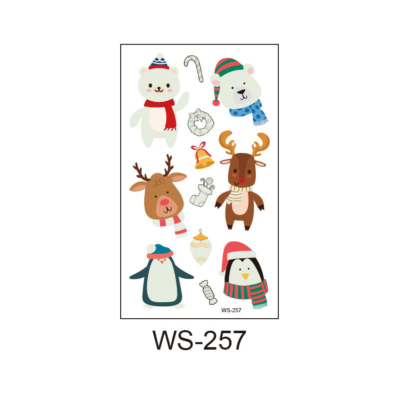 Playful holiday temporary tattoos with luminous Santa designs