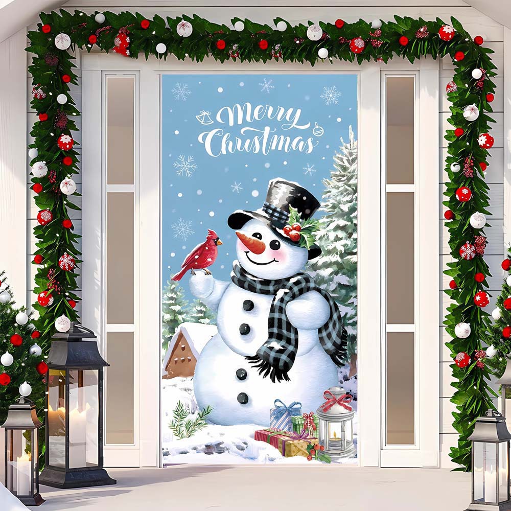 Geometric Christmas Door Curtain - Holiday Hanging Tapestry - Christian Home Decor