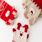 Christmas socks featuring festive Santa Claus design and pattern