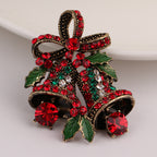Women's Christmas brooch with intricate alloy design and gem inlay