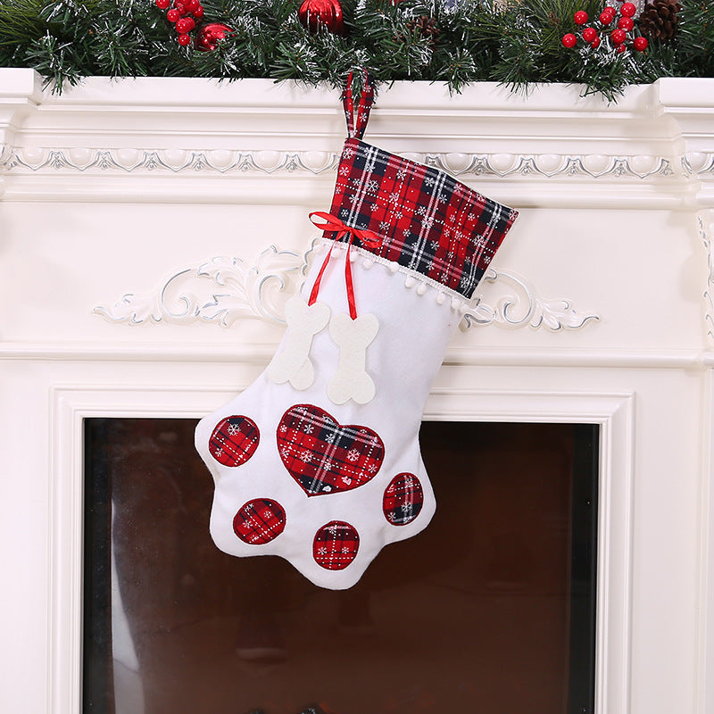 Dog paw design Christmas stocking for pet lovers