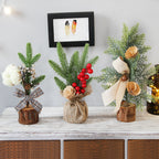Potted simulation Christmas tree ornament with festive decorative appeal