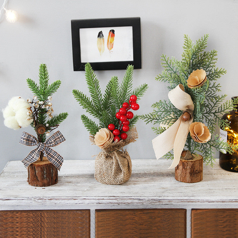 Potted simulation Christmas tree ornament with festive decorative appeal
